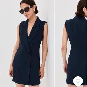 Good American Luxe Suiting Exec Dress in New Navy 002